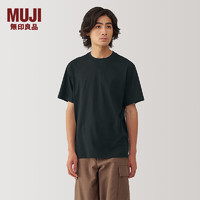 无印良品（MUJI）男式 天竺织 圆领短袖T恤 男士打底衫男款 AB1MIA4A 黑色 XL (180/104A)