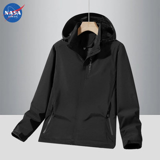 NASA RHUDE 情侣款春秋款户外防水防风运动夹克衣外套登山服可拆卸帽子