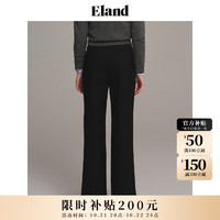 ELAND衣恋休闲裤美拉德女长款微喇高腰显瘦脚口开叉裤子女 黑色(19)Black XS/155