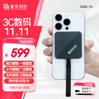 紫光闪存（UNIS FLASH MEMORY）1TB 磁吸移动固态硬盘（PSSD）USB3.2 读速2000MB/S 兼容手机平板笔记本电脑  紫翼系列-深邃蓝