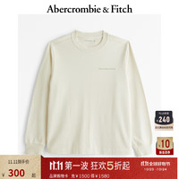 ABERCROMBIE & FITCH男装 24秋季复古宽松字母印花长袖T恤KI123-4181 暖米色 M (180/100A)