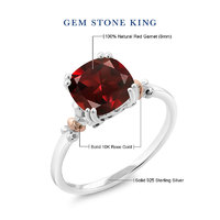 GEM STONE KING GSK2.74克拉红石榴石戒指925银配10K金经典双色大颗彩色宝石女戒