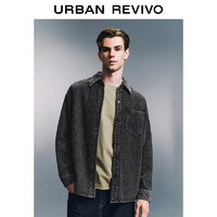 URBAN REVIVO UR2024冬季新款男装时尚休闲复古高街牛仔衬衫UMM840011