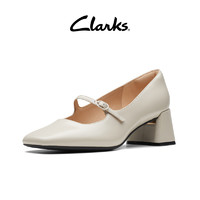 Clarks 其乐 妮嗒女鞋秋季优雅高跟红色玛丽珍鞋羊皮粗跟单鞋女婚鞋