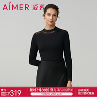 Aimer 爱慕 保暖内衣女小高领长袖上衣保暖秋衣AM729022 经典黑400 160