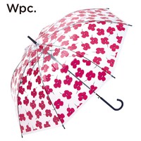 Wpc. 透明伞UPT抗风雨伞长柄伞日本小清新印染坚固大号可爱雨具 梅莉花朵款PT-08红色