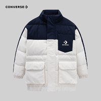 CONVERSE 匡威 儿童装男女童短款保暖羽绒服2024冬季新款中大童加厚外套 藏青蓝 150/72