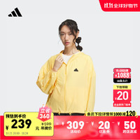 adidas 阿迪达斯 城野共生UPF50+宽松梭织连帽外套防晒衣女装阿迪达斯轻运动 亮黄/黑色 XL