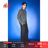 H&M2024年秋季男装夹克标准版型拉链外套式衬衫1227909 深灰色 165/84