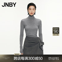 江南布衣（JNBY）冬针织衫女羊毛超细针坑条高领修身5O0311070 073/杂烟灰 S 073/杂烟灰(15天内)