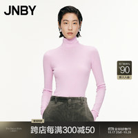 江南布衣（JNBY）冬针织衫女羊毛超细针坑条高领修身5O0311070 664/水粉色 M