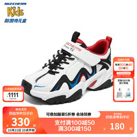 SKECHERS 斯凯奇 童鞋儿童运动鞋经典熊猫鞋大童拼接老爹鞋319023L 白色/蓝色/红色/WBRD 32码