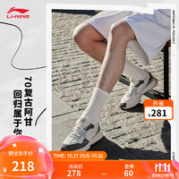 LI-NING 李宁 载物丨休闲鞋男鞋减震回弹轻便撞色刺绣经典运动鞋子AGCU113 珍珠白/石涅灰/水灰绿-2 42