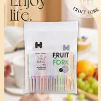 探花猫 食品级塑料 小水果叉子 混色袋装约50只