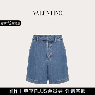 VALENTINO 华伦天奴 男士金属 V DETAIL 牛仔百慕大短裤 深牛仔色 44