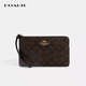 COACH 蔻驰 奢侈品女士深棕色经典老花手拿零钱包CS438IMAA8