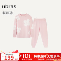 Ubras 愿望系列-有钱花半边绒家居服套装套装男女同款女睡衣冬季 冷桃粉色 XXL