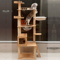 水星喵记全新实木猫爬架猫架大型豪华猫窝猫抓柱子剑麻别墅 宅星加大款 170*50*60