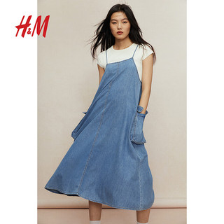 H&M2024秋季女装工装牛仔连衣裙1261088 浅牛仔蓝 155/80