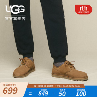 UGG 秋季新款男士时尚舒适纯色平底系带经典靴休闲时尚靴 1166760 CHE | 栗色 42