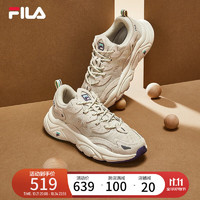 FILA 斐乐 女鞋老爹鞋火星鞋秋季潮流复古轻便厚底运动鞋 奶白/-F12W111141CGT 37.5