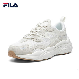 FILA 斐乐 男鞋老爹鞋火星鞋复古跑鞋秋季时尚休闲运动鞋 棉花糖/豆腐黄-F12M121122AGS