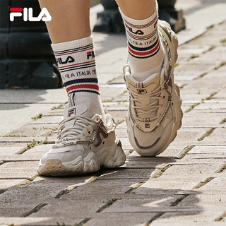 FILA 斐乐女鞋FLUID 5猫爪休闲鞋2024秋季时尚复古运动鞋女鞋 斑鸠黄/苍白-TP 35.5