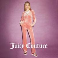 Juicy Couture 橘滋 粉恋之心Logo刺绣烫钻丝绒女式休闲裤