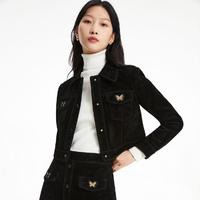 VERO MODA 直筒短款翻领简约个性休闲街头时尚皮衣女