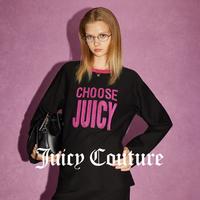 Juicy Couture 橘滋 浪漫空间经典Logo刺绣撞色遍长袖女式针织衫