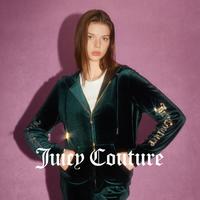 Juicy Couture 橘滋 绿色森林重工logo烫钻丝绒女式外套