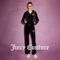 Juicy Couture 橘滋 奢华丝绒系列皇冠logo烫钻女式休闲裤