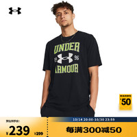 安德玛 UNDERARMOUR）秋冬Vintage Logo男子轻质运动休闲短袖T恤1386814 黑色001 3XL