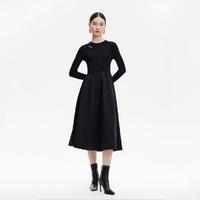 VERO MODA 连衣裙女2024早秋新中式盘扣镂空A摆针织