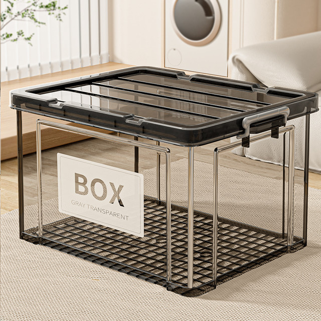 佳帮手 JBS-HTX-0906 大容量透明收纳箱 升级加厚 灰透M号 长28宽19.8高14.5cm