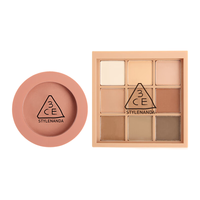 3CE 三熹玉 眼颊套装 (单色腮红#ROSE BEIGE水红色 5g+九色纷呈眼影盘 #SMOOTHER玫瑰柔情 8.1g)