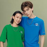 Champion 男女同款圆领T恤夏情侣百搭刺绣组合草写 LOGO