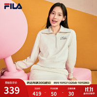 FILA 斐乐 女子套头卫衣2024秋时尚休闲宽松针织长袖上 奶酪花灰-LM L