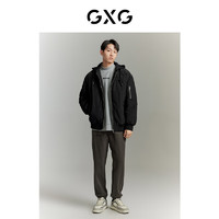 GXG 男装 冬男士棉服百搭休闲连帽棉衣外套男 黑色 170/