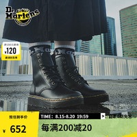 马丁（DR.MARTENS）Zavala西部靴男女秋季舒适轻量黑色女工装风马丁靴 黑色 37