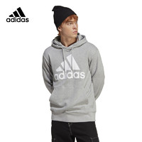 adidas 阿迪达斯 灰色卫衣男春季新款宽松训练休闲运动连帽套头衫IC9364