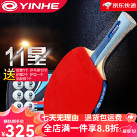 YINHEH 银河 乒乓球拍单拍11星成品拍横拍进攻型双反胶乓乓球拍直拍 9星 横拍 (长柄)+1个拍套+10个球