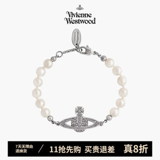 Vivienne Westwood 欧美风土星别针西太后珍珠手链潮牌 银色-珍珠手链