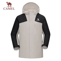 CAMEL 骆驼 拼色夹棉冲锋衣 男女情侣棉服防风防水外套户外登山服 A23CA70136幻影黑/木黛色，女 XL