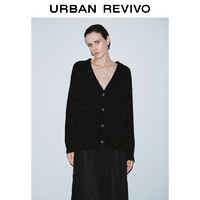 URBAN REVIVO UR2024冬季新款女装气质金属扣V领针织开衫UWJ940046