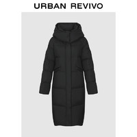 URBAN REVIVO UR2024冬季新款女时尚休闲百搭宽松长款连帽羽绒服UWG140084