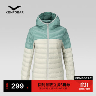 KEMP gEaR 凯蒙戈尔 KEMPGEAR）轻薄羽绒服女款白鸭绒连帽便携外套时尚秋冬保暖棉服 象牙白