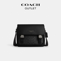 COACH 蔻驰 奥莱男士经典标志老花 RACER信使包斜挎黑色