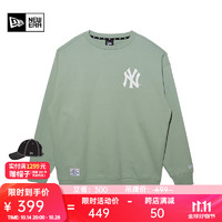 NEW ERA 纽亦华 卫衣男女同款MLB棒球套头衫情侣NY LA圆领上衣 -绿色/NY M