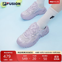 FILA 斐乐 FUSION斐乐潮牌运动拖鞋女2022秋时尚厚底鞋BIANCO MULE 粉兰紫-OH 36